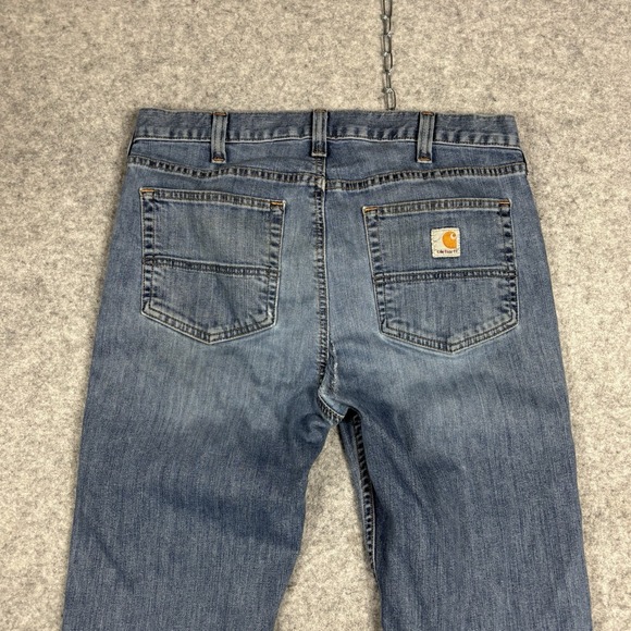 Carhartt Straight Fit Jeans Mens 34x34 Blue Denim Workwear Rugged Flex - Picture 3 of 12